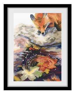 Stickpackung Bild Fuchs kuschelt im Herbst