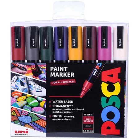 Posca PC-5M Deep Colours 8-sett