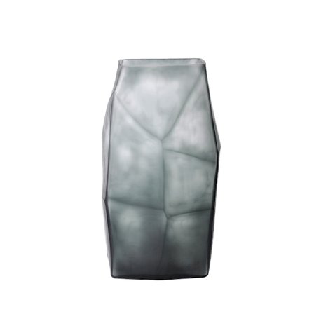 Grå glasvase, 17x13x31cm, mat finish