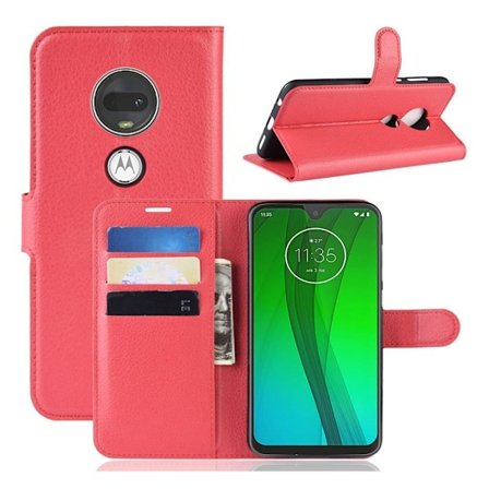 Motorola Moto G7 Litchi Skinnetui - Knallrosa