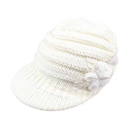 Heklet Vinterlue med Spiss Topp for Kvinner