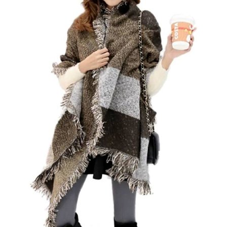 Dame Stort Oversized Skjerf Pashmina Wrap Poncho Tykk Stil Skjerf Lappeteppe Cape Sjal