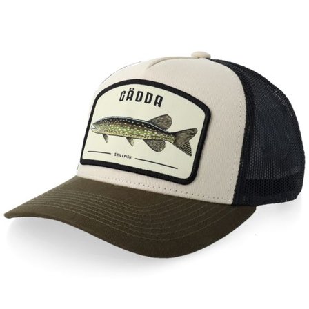 Skillfish - Beige trucker Keps - Kids Gädda Stor Stone/Black/Olive Brim A-frame Trucker @ Hatstore