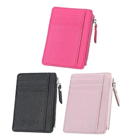 Kvinnors ultratunna case Armband Dragkedja Plånbok Liten och kompakt läderplånbok