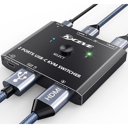 2025 Senaste Modell USB C Switch 2 i 1 Ut, HDMI Ut 8K@60Hz 10Gbps Dataöverföring PD 100W Laddning Dubbelriktad USB C Switch S