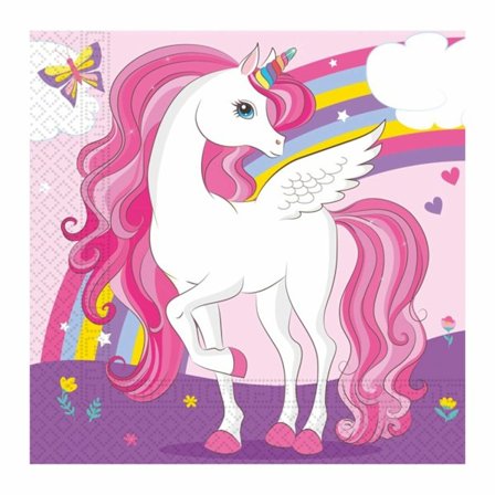 Pappersservett Unicorn Regnbåge 33x33cm 20-pack