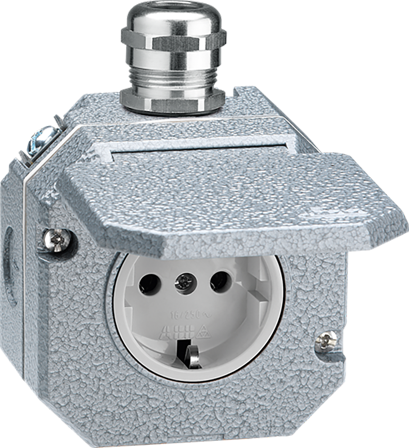 ABB 5518-3760 Stikkontakt 1-veis, med forskruing, grå, Strømbrytere & vegguttak