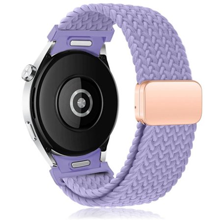 Flätat armband för Samsung Galaxy Watch 6 4 classic/5 Pro 45mm 47mm 43mm 44mm 40mm Magnetiskt armband utan mellanrum Galaxy Watch 6 armband Lavendel