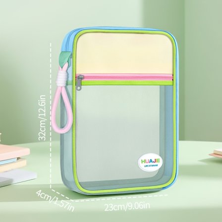 Must-have for studerende! Stor, flerfarvet mulepose til opbevaring af kontorartikler, perfekt til organisering af dokumenter og materialer. 