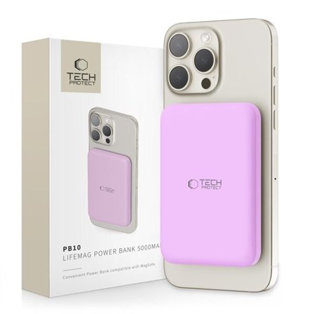 Tech-Protect LifeMag MagSafe PB10 5000mAh Power Bank - Rosa