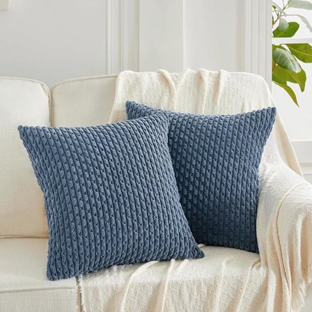 2-pack Dammblå Dekorativa Prydnadskuddar 45x45 cm för Soffa