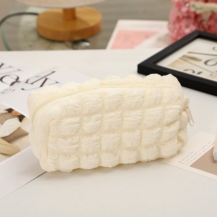 Polyester Penalhus med Stor Kapacitet - Blød Papirvare Organizer & Makeuptaske, kompatibel med diverse mærker Beige