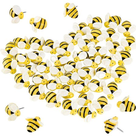 30 Pakk Harpiks Bie-Formet Push Pins for Håndverk, Whiteboard, Korktavle