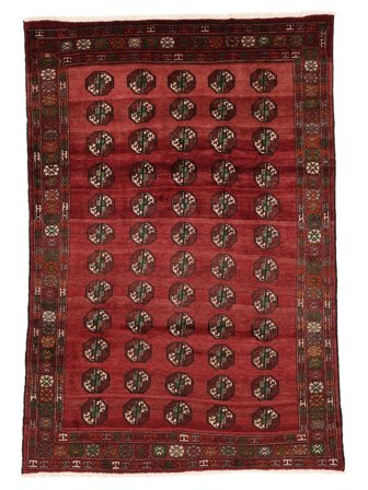 Annodato A Mano Turkaman Tappeto 191X283 Di Lana Rosso Scuro/Nero