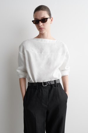 COS Women's Tie-Detail Linen Blouse in White