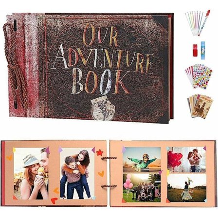 Eventyr Bog Scrapbog, op Film DIY Jubilæum Håndlavet DIY Familie Retro Fotoalbum Scrapbog med Opbevaringsgaveæske (Eventyrbog med Gaveæske