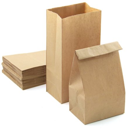 50 Kraftpapirposer 9 x 17 x 5,5 cm, Papirgaveposer, Kraftmatposer for Sandwich, Godteri, Adventskalender, Bryllupsklistremerke (50 stk, 9 x 17 x 5,5 