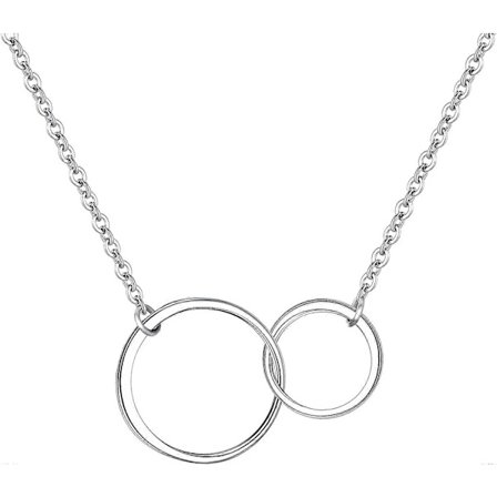EVER FAITH Dubbla Cirklar Halsband Sterling Silver Oändlighet Sammanflätade Vänskap Syster Mor Dotter Halsband