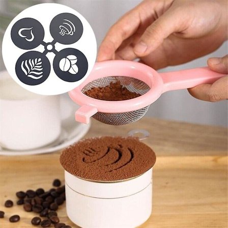 4 st Cappuccino Kaffe Dekoration Rostfritt Stål Stenciler Kaffe Konst Mall Kaffe Form Verktyg för Tårta Kaffe Havregryn Varm Choklad