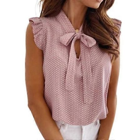 Sommar Skjorta Söt Kortärmad Sommar Sommar Skjorta Volang Prickig Skjorta Sommar Skjorta Kompatibel med Samling
