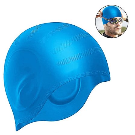 Svømmehette for kvinner og menn med gjennomsnittlig eller stort hode - Perfekt for voksne, eldre barn, gutter og jenter - Gratis neseklype
