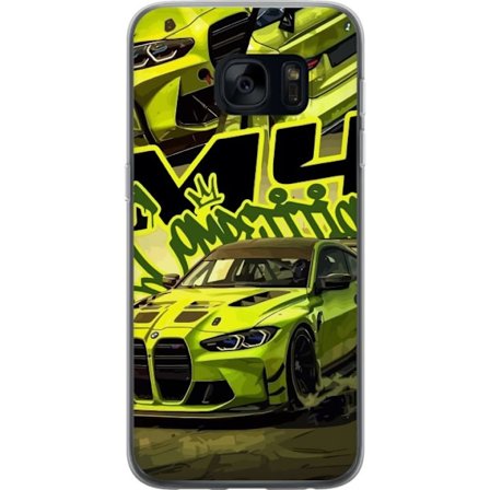 Yhteensopiva Puhelinkuori Samsung Galaxy S7 Bluey-perhe iloisessa piirrostyyliä kukkaisella taustalla ja leikkisällä väripaletilla