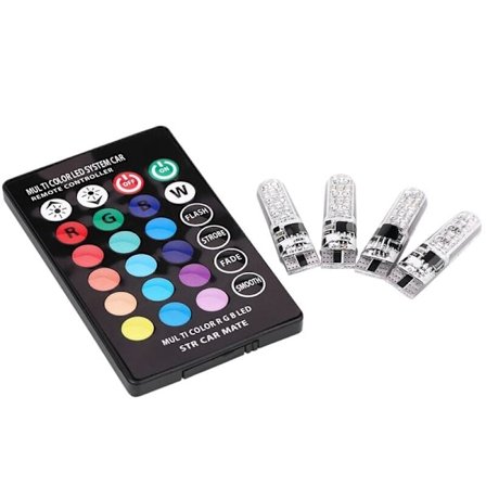 4 st T10 SMD 5050 RGB Färgglada Billampor LED-lampor med fjärrkontroll
