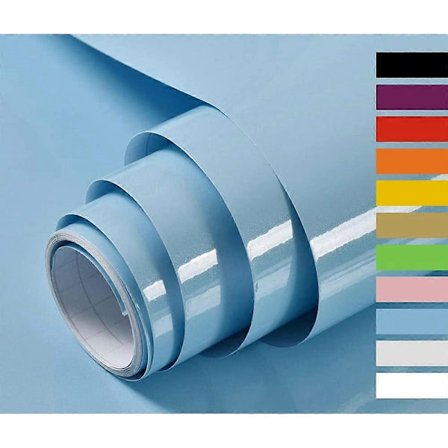 Självhäftande papper för möbler köksdörr vägg möbeldekaler vinyl möbeldekaler blått med glitter 40X300cm