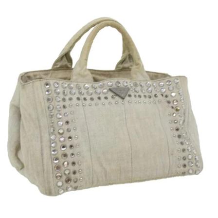 Prada Vintage, Pre-owned Tote Bags Beige, Dames, Maat:ONE Size,Canvas