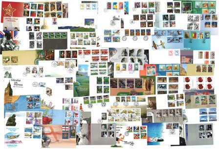 Gibraltar - 57 forskellige førstedagskuverter/kuverter med sæt