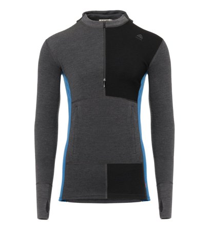 Aclima WarmWool hoodsweater w/zip M's Marengo / Jet Black / Corsair