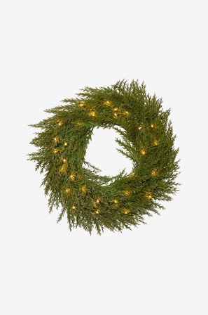 Star Trading - Kranssi Thuja 45 cm - Vihreä - Joulun koristevalot - - Homeroom