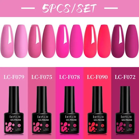LILYCUTE 5 st/set 7ML Rödbrun Nagelgel DIY Nagelkonst Semi-Permanent UV Gel Polish Långvarig Design Manikyr Kit Tillbehör