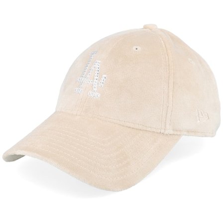 New Era - MLB Beige adjustable Czapka Z Daszkiem - Los Angeles Dodgers Womens Velour Diamante 9FORTY L Stone Adjustable @ Hatstore