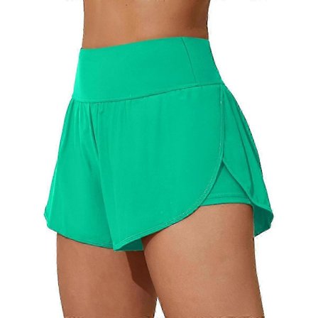 Dame Badeshorts Side Split Badebukser 2 i 1 Boardshorts med Lommer Badeunderdel grøn XL