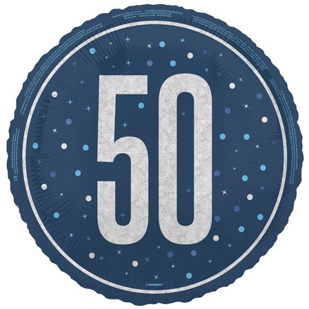 Rund Folieballong med Siffran 50 Mörkblå 45,7 cm