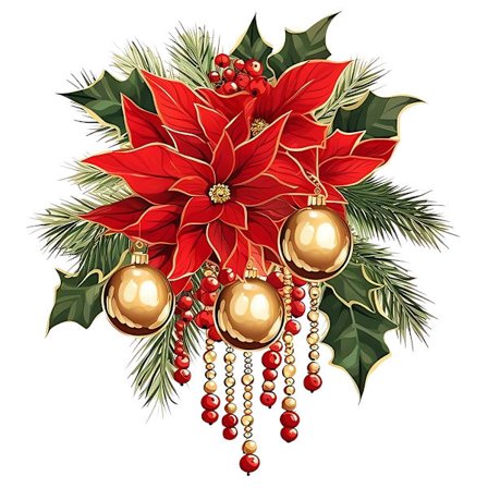 1 stk. Selvklæbende Aftagelig PVC Jule Gylden Ferie Buket Klistermærke - Moderne Elegant Uregelmæssig-Formet Permanent (til plastik Surf (BR)