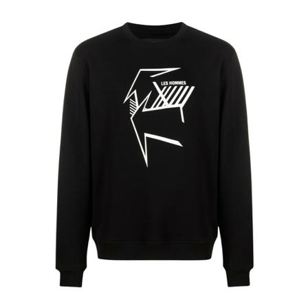 Les Hommes Print Sweatshirt Sort, Herre Sweatshirts