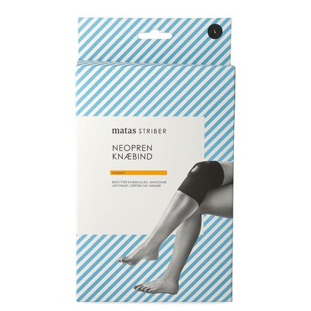 Matas Striber Neopren Knæbind Åben Patella Sort L, Medicin & Pleje, Støttebind, Knæstøtte