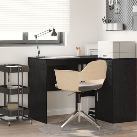 Skrivbord med hylla Svart Ek 102 x 50 x 75 cm Konstruerat trä