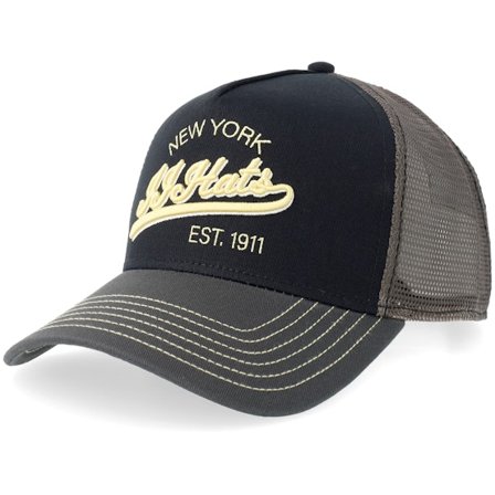 JJ Hats - Zwart trucker Cap - New York Anthra/Black A-frame Trucker @ Hatstore