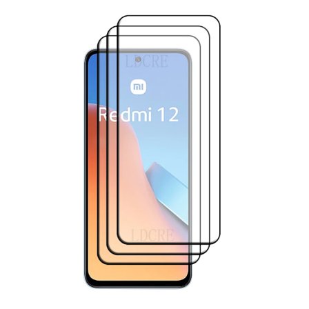 För Xiaomi Redmi 12 Glas Redmi 12 Härdat Glas Skyddande Full Cover Lim 9H HD Skärmskydd