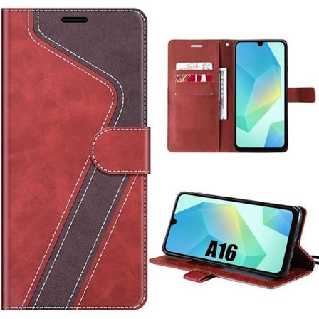 Cover til Samsung Galaxy A16 4G/5G, Beskyttelse med klap, Anti-ridser, Stødabsorberende, Syntetisk læder, Rødbrun