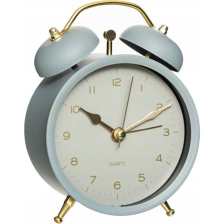 Klocka - Atmosphera Väckarklocka med gyllene visare, ljusblå