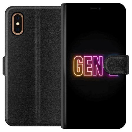 Kompatibelt Lommeboketui til Apple Apple iPhone XS Max Neontext Gen Z i fargerikt lys mot mørk bakgrunn i moderne digital stil