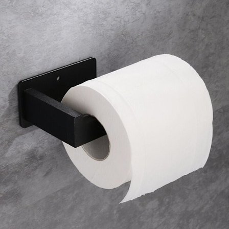 Selvklæbende toiletrulleholder uden boring væg papirholder papirholder, rustfrit stål toiletrulleholder toiletrulleholder (sort) KLB