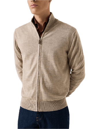 Eton Stickad Kofta Med Hel Dragkedja Tröjor Herr Beige XL