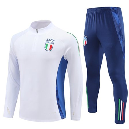 2425 Ny Fotbollsträningsoverall Halv Dragkedja Höst- och Vinteroverall Vuxna Barn Italien/Vit - Perfekt Italien/Vit Italy/White-XF26- Italy/White