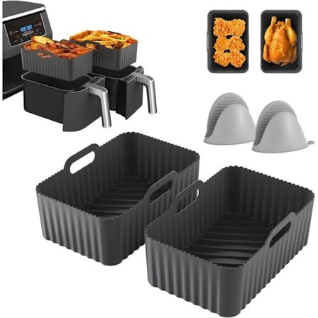 4 Osainen Lisävarustesetti, Air Fryer Silikonimuotti Double Stack XL SL400EU, Foodi Max AF500EU, AF400EU, AF451EU, AF300EU, 7.6 - 10.4 L Friteusille, 