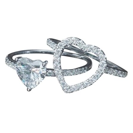 Heart Full Diamond Ring Set Stapelbar Ring STORLEK 8 STORLEK 8